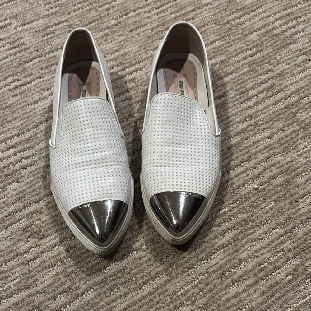 Miu Miu White and Silver Women's Shoes